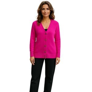NWT C by Bloomingdale's Cashmere Pink Cardigan Sweater V-Neck Size XL